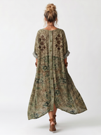 Aletea | Oversized Embroidered Button-Up Midi Dress with Pockets