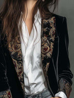 Verity | Black Baroque Lapel Blazer