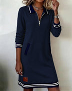 Dorelia | Polo Zip-Neck Long Sleeve Sweatshirt Dress