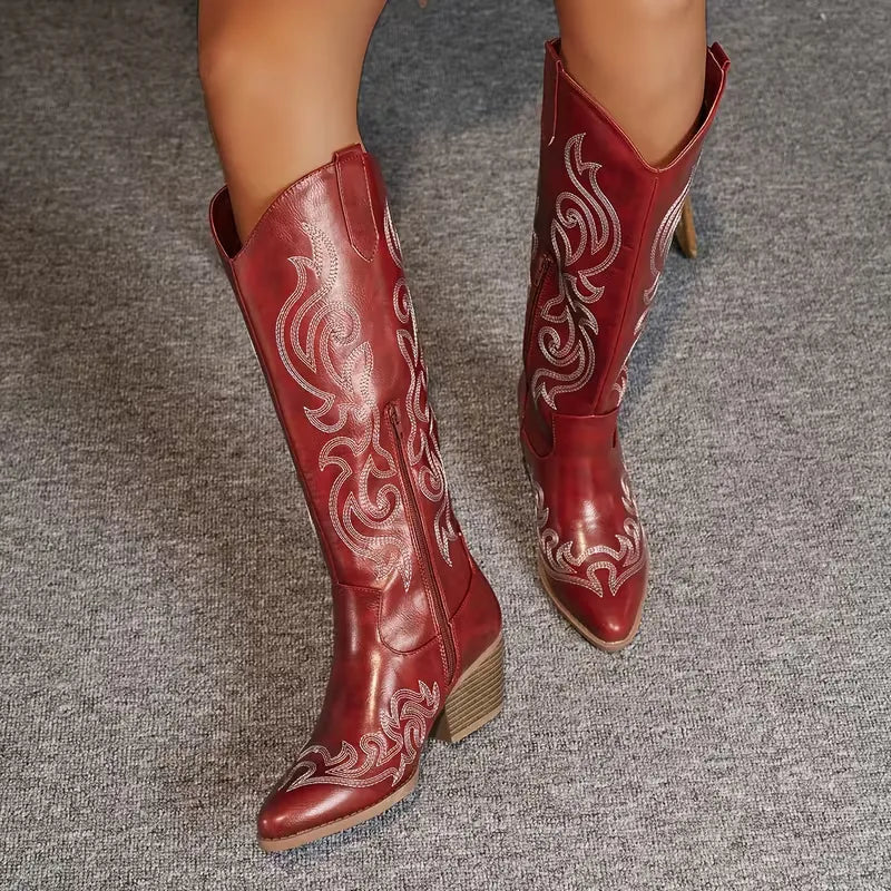 Colby | Embroidered Knee-High Boots