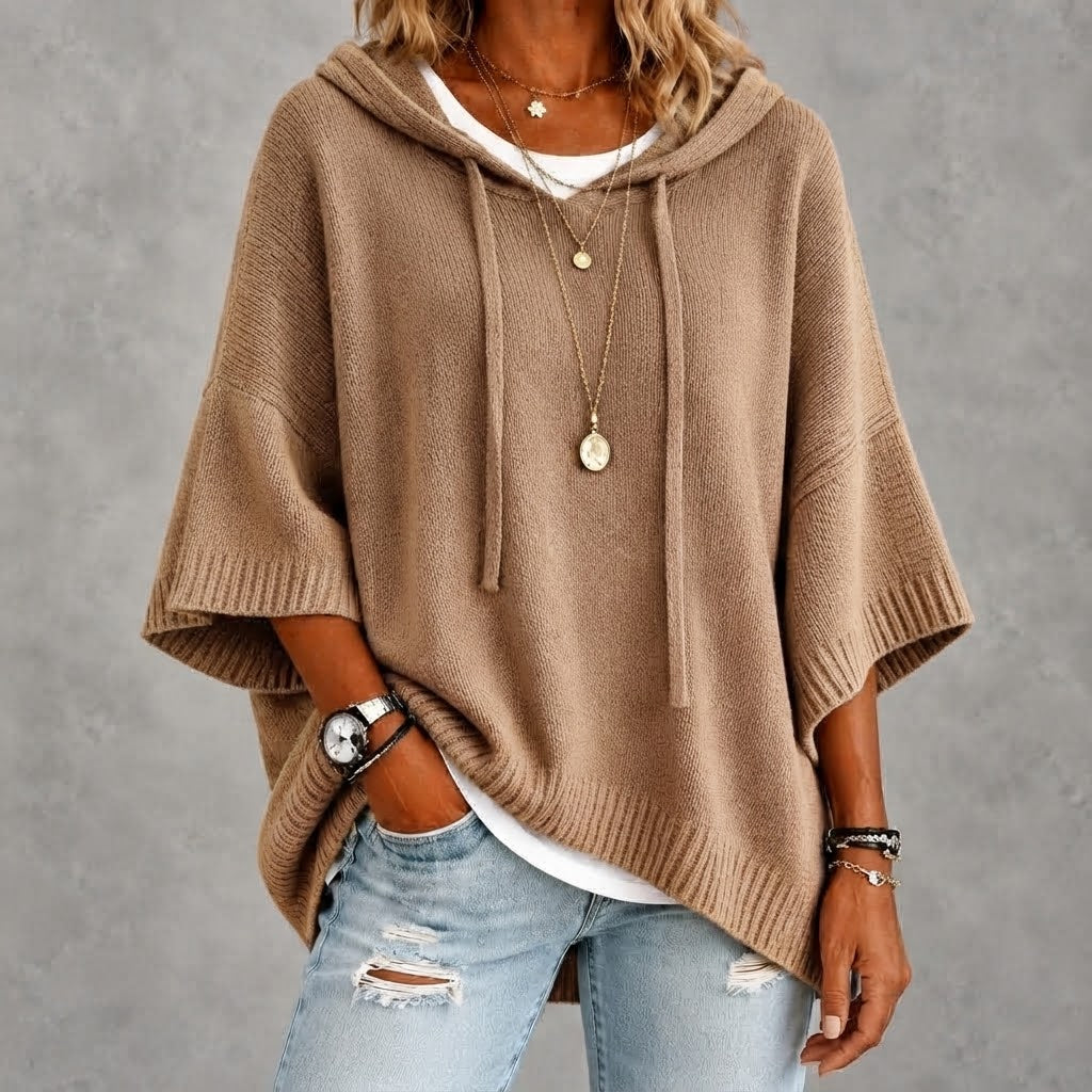 Manon | Taupe Poncho Sweater