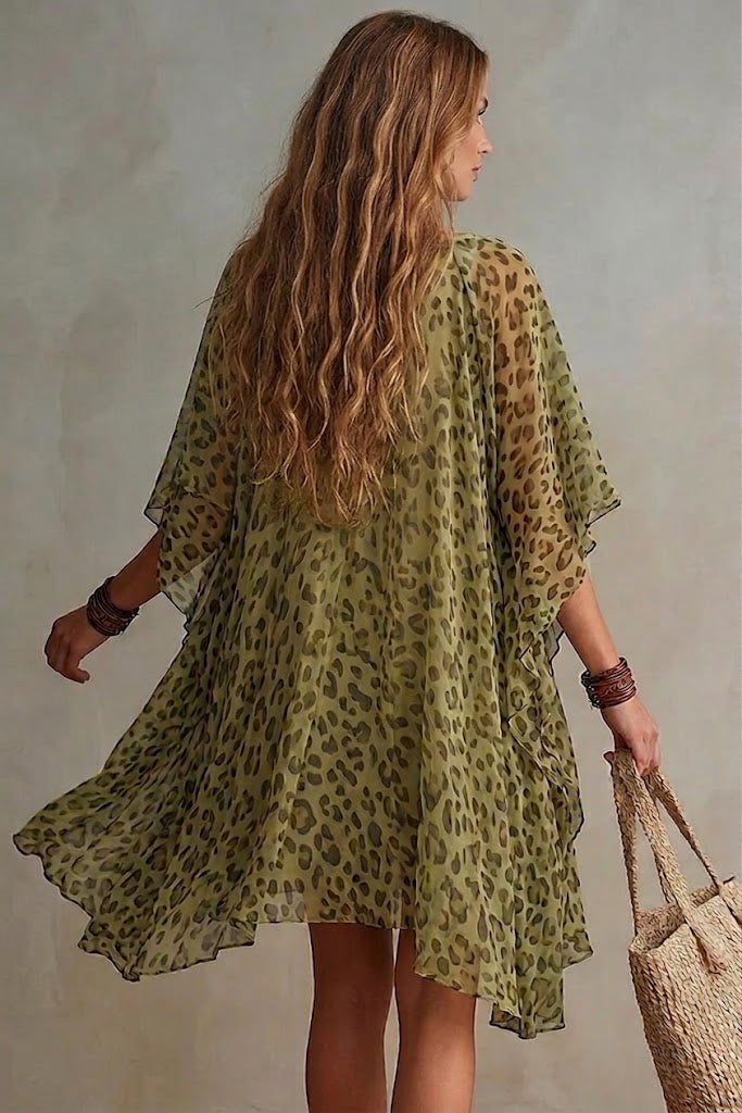 Auroreh | Robe fluide en mousseline à imprimé léopard