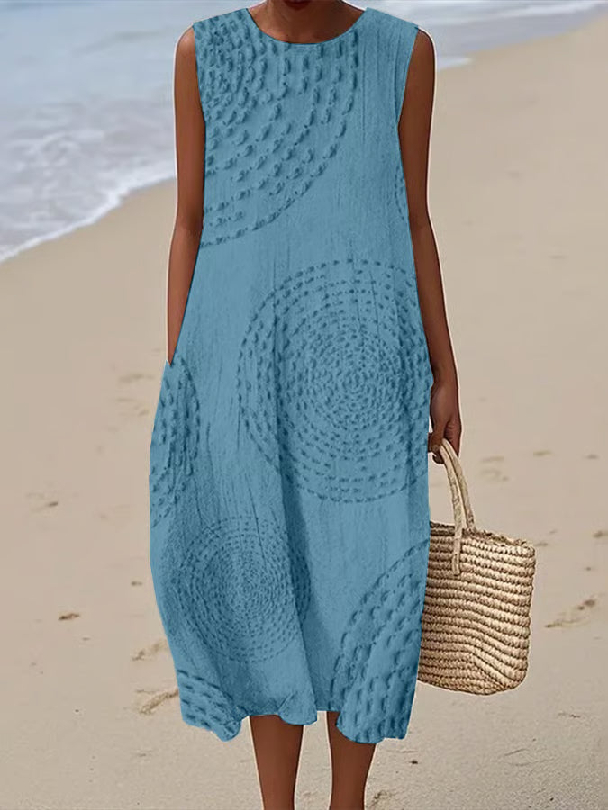 Ashly | Robe longue sans manches avec design texturé