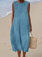 Ashly | Robe longue sans manches avec design texturé