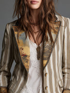 Clementine | Boho Striped Lapel Blazer