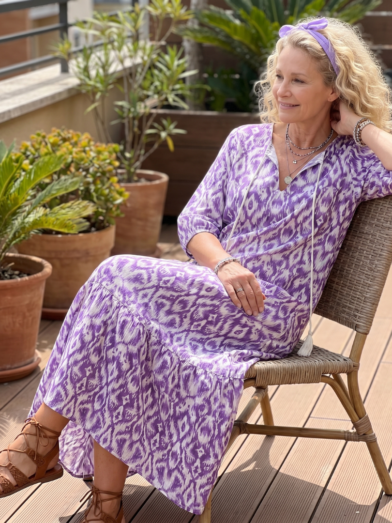 Fish Scale | Tasseled Printed Midi Dress