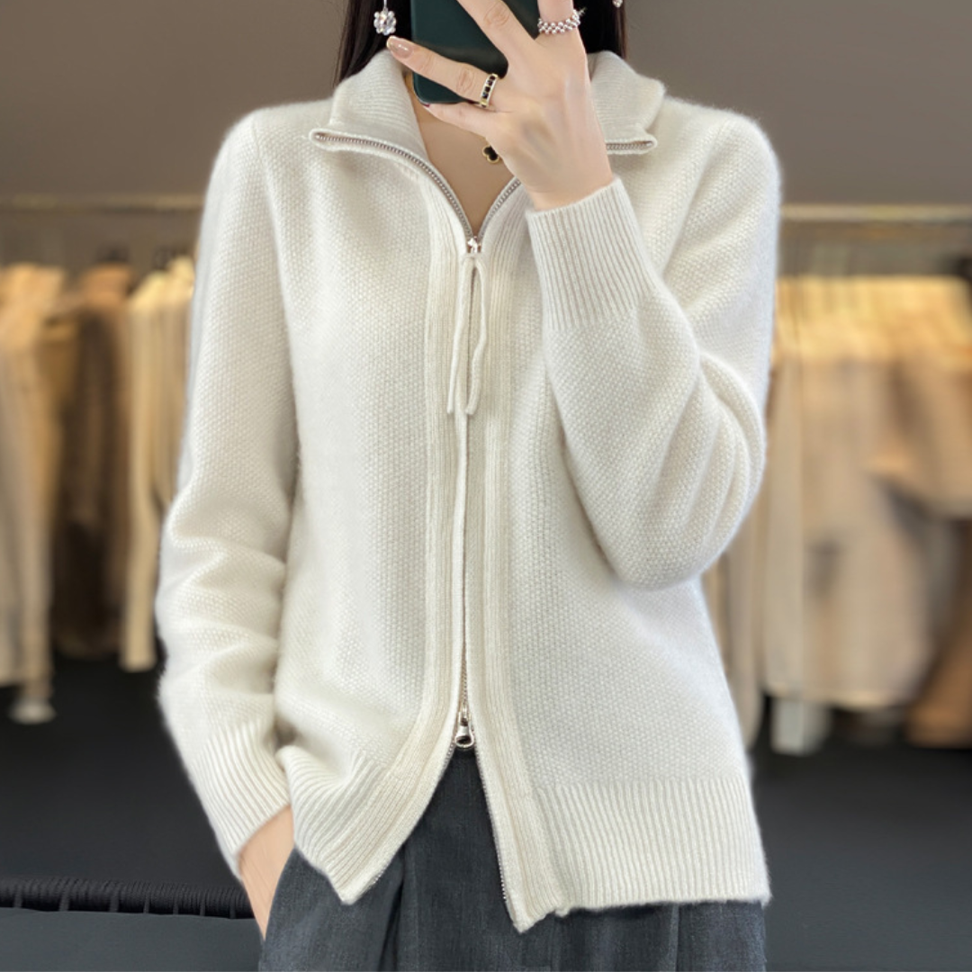 Luna | Elegant knit zip-up cardigan