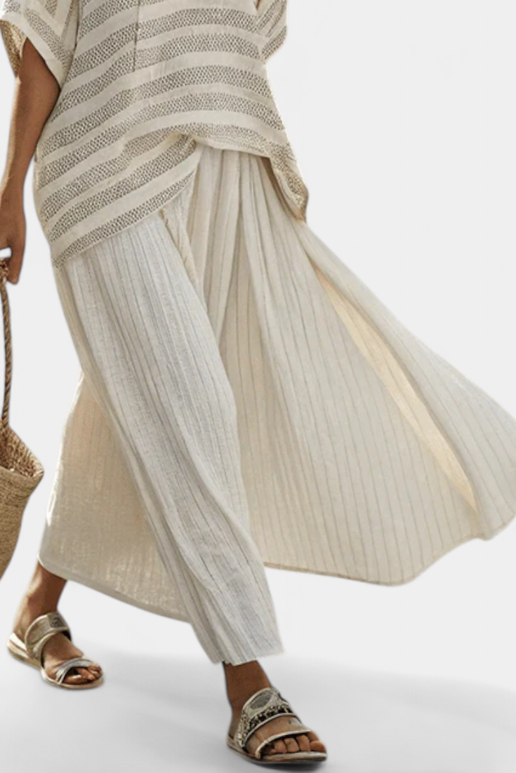 Graziella | Top rayé et pantalon en lin