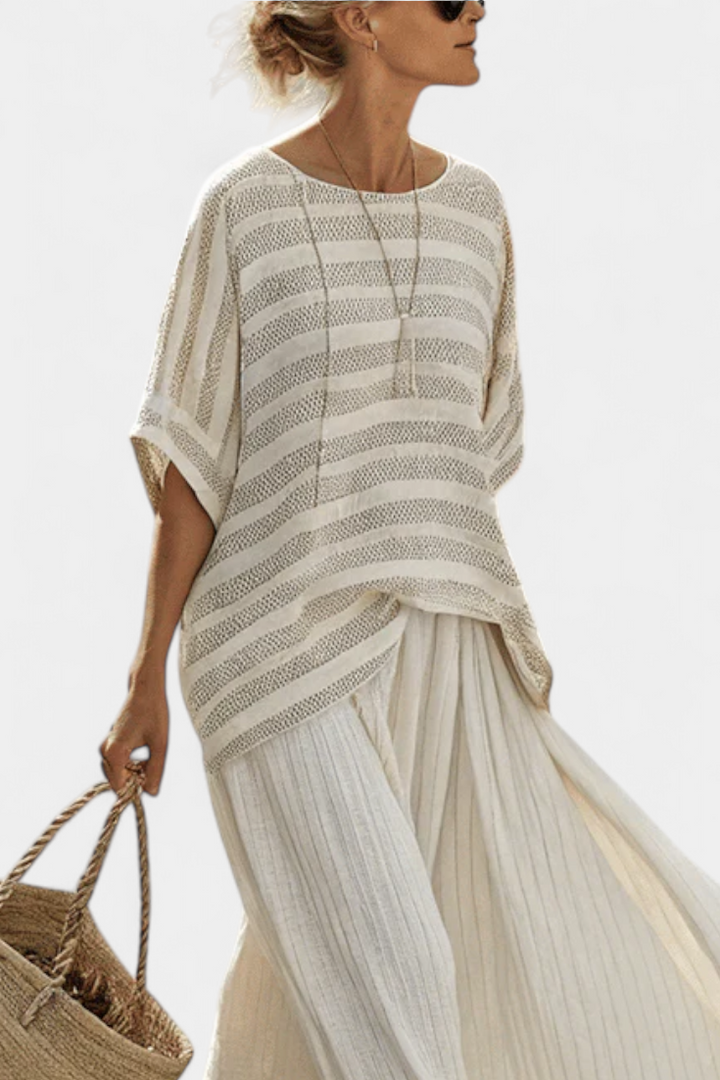 Graziella | Top rayé et pantalon en lin