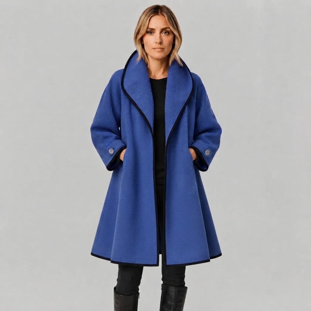 Flora | Oversized Contrast-Trim Coat