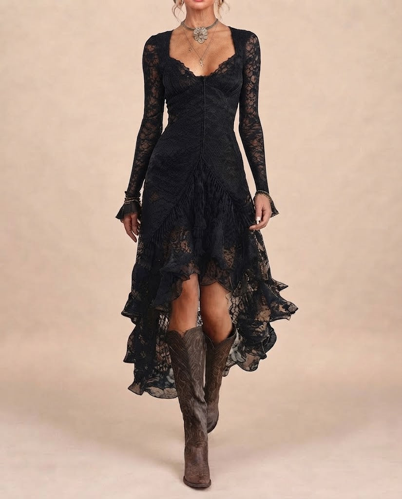 Shayla | Lace High-Low Midi Dress