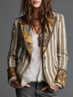 Clementine | Boho Striped Lapel Blazer