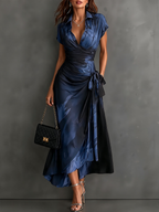 Daphne | Abstract Print Wrap Midi Dress