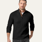 The Stamford Men's Cable Knit Collar Stand Sweater
