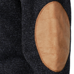 The Oakcrest Men's Stand Collar Fleece Sweater with Suede Elbow Patches