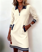 Dorelia | Polo Zip-Neck Long Sleeve Sweatshirt Dress