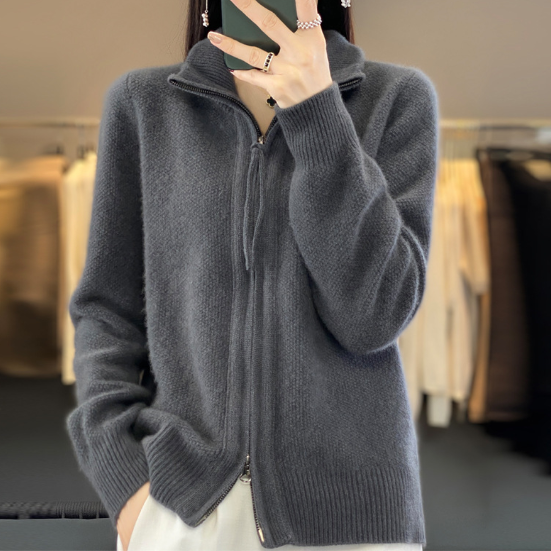 Luna | Elegant knit zip-up cardigan
