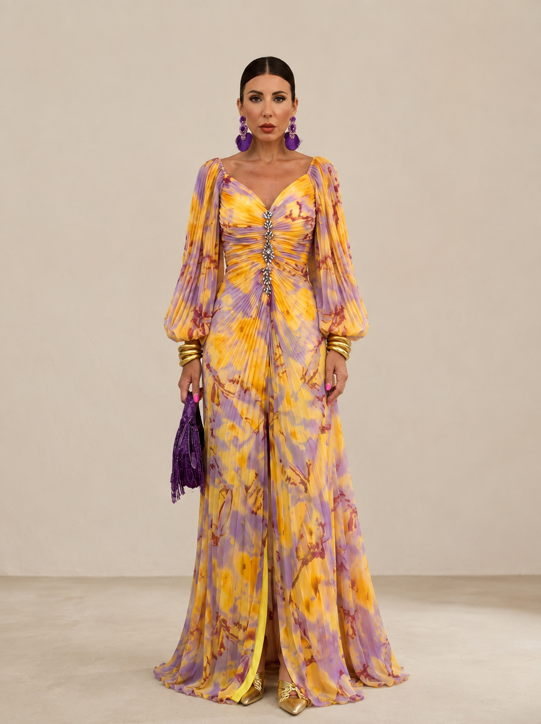 Isadorea | Floral Deep V-Neck Maxi Dress