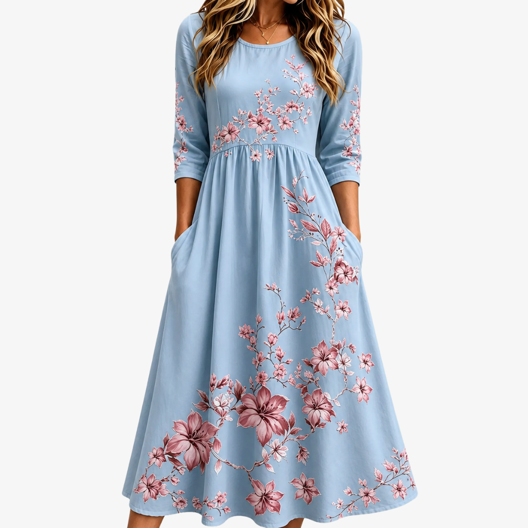 Skyler | Weekend Sky Floral Midi Dress