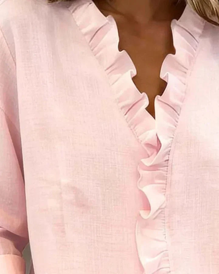 Anora | Ruffle V-neck Blouse