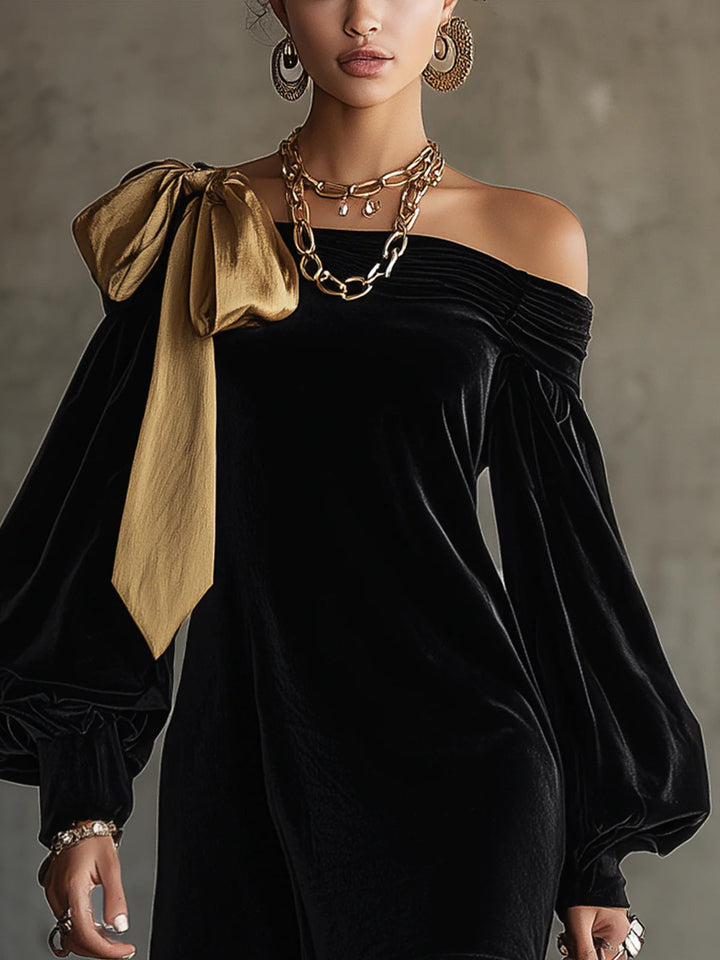 Soleil | Mini robe en velours noir