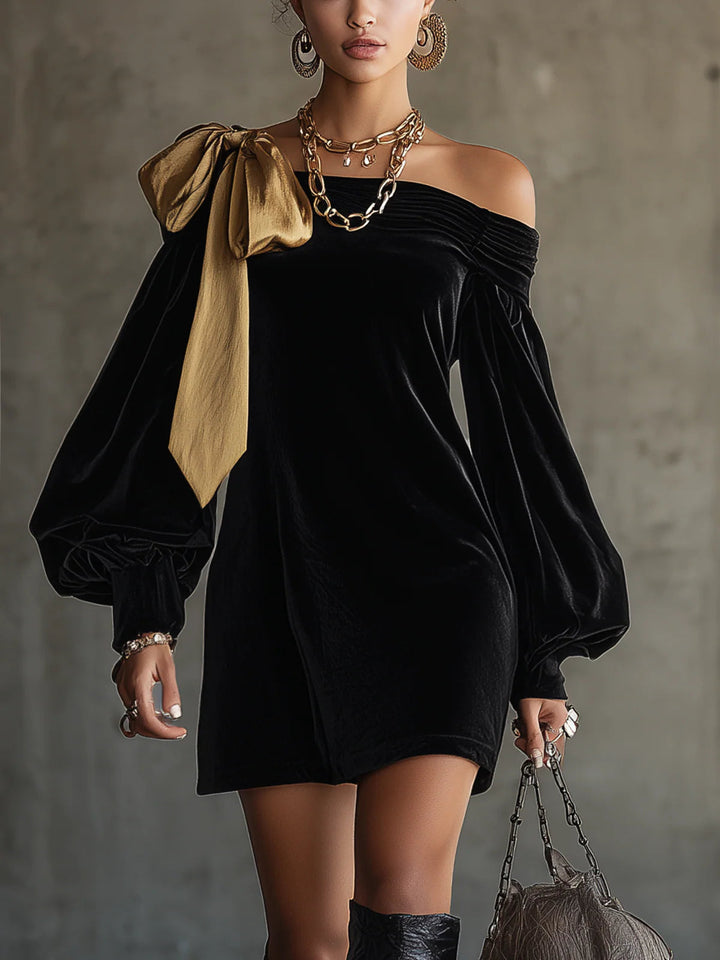 Soleil | Mini robe en velours noir