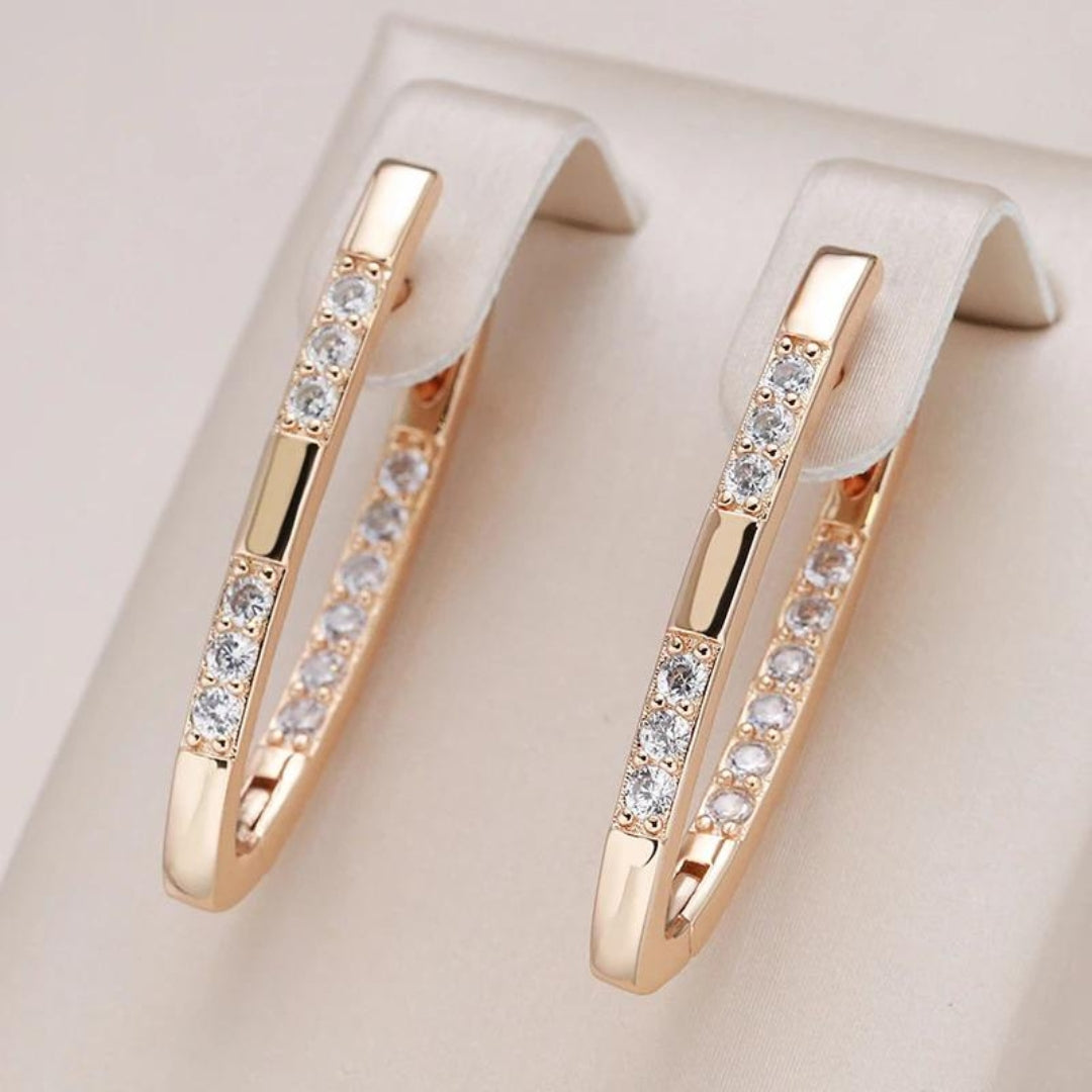 Elegant cubic zirconia gold earrings