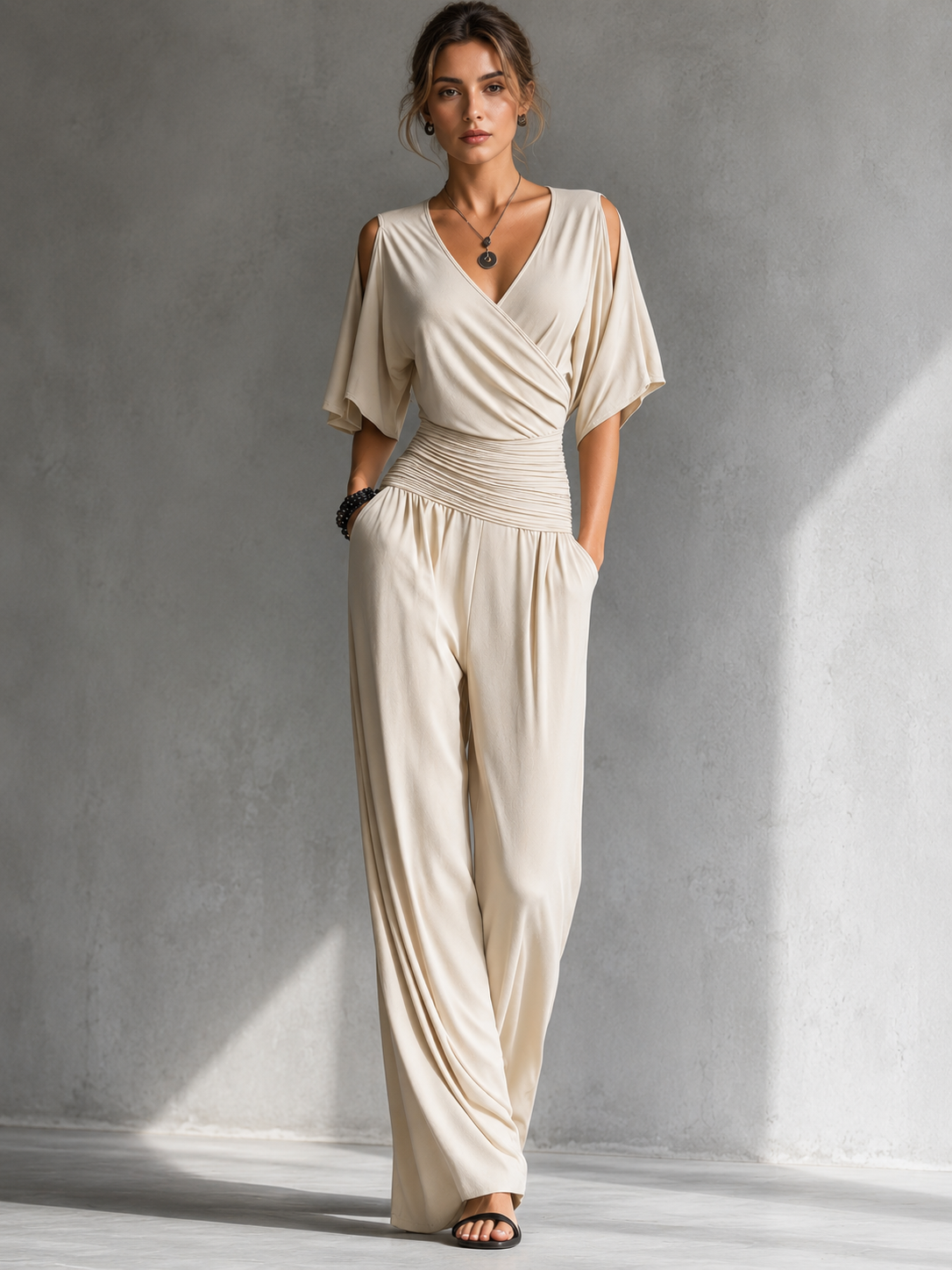 Zeni | Elegant Wrap Jumpsuit with Wide Legs