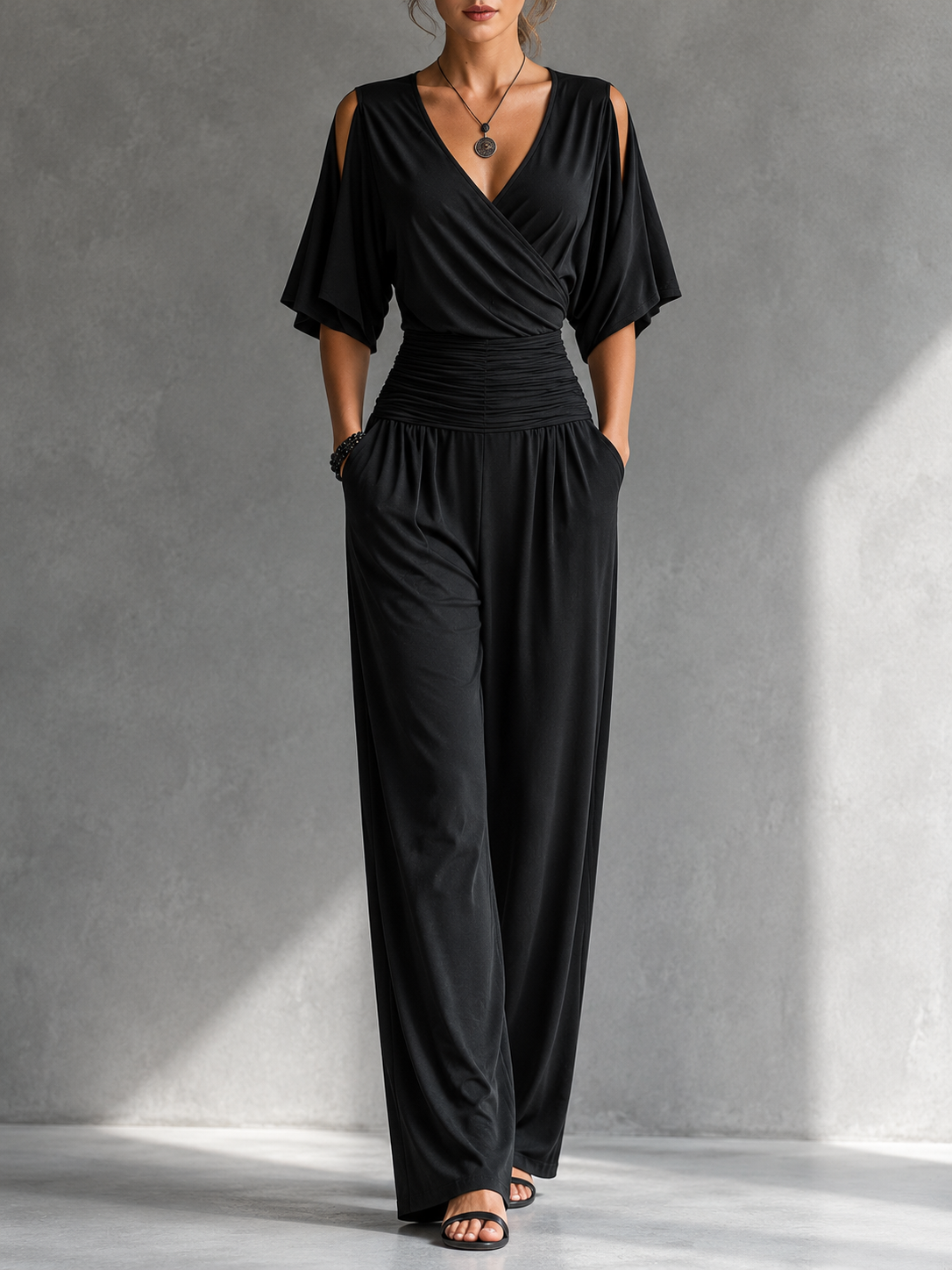 Zeni | Elegant Wrap Jumpsuit with Wide Legs