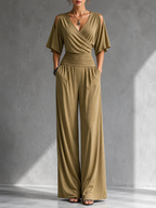 Zeni | Elegant Wrap Jumpsuit with Wide Legs