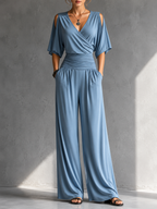 Zeni | Elegant Wrap Jumpsuit with Wide Legs