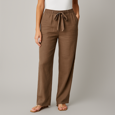 Palmira  Elegant Tie Waist Linen Pants