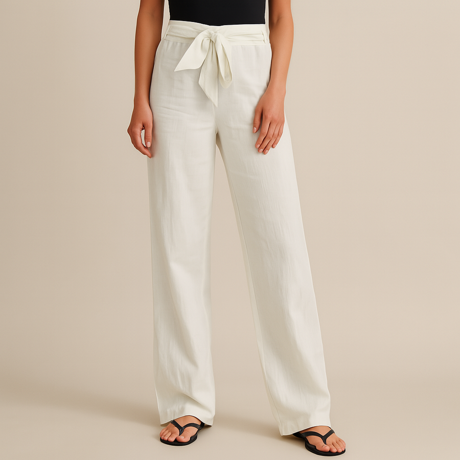 Alice | Elegant Tie Waist Linen Pants
