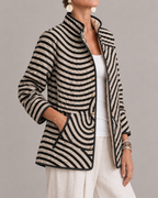 Inaya | Retro Hand-Drawn Circle Design Quilted Jacket