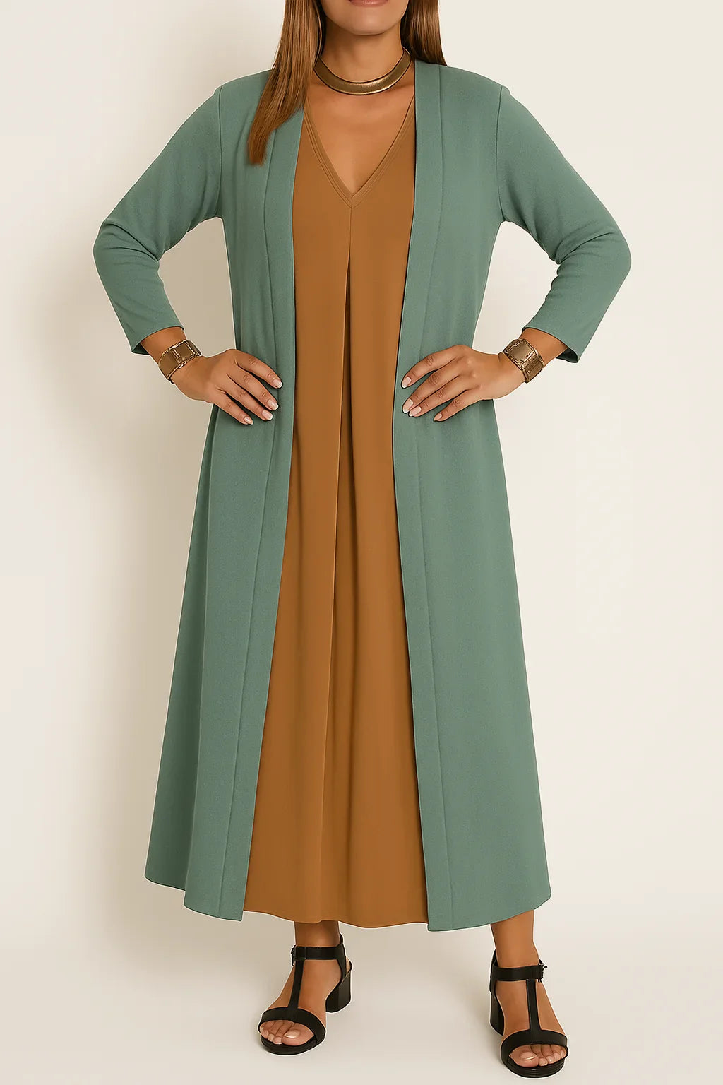 Emma | Elegant long dress + matching cardigan FREE
