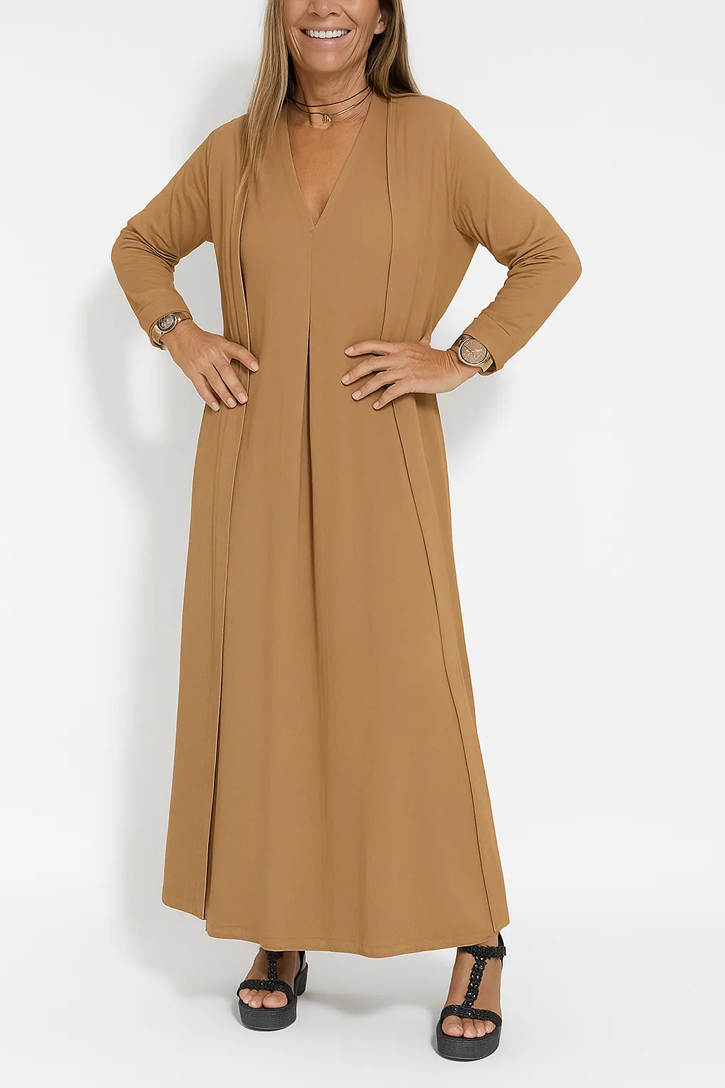 Emma | Robe longue élégante + gilet assorti OFFERT