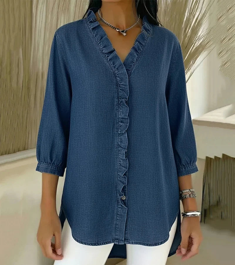 Lucía | V-neck denim blouse