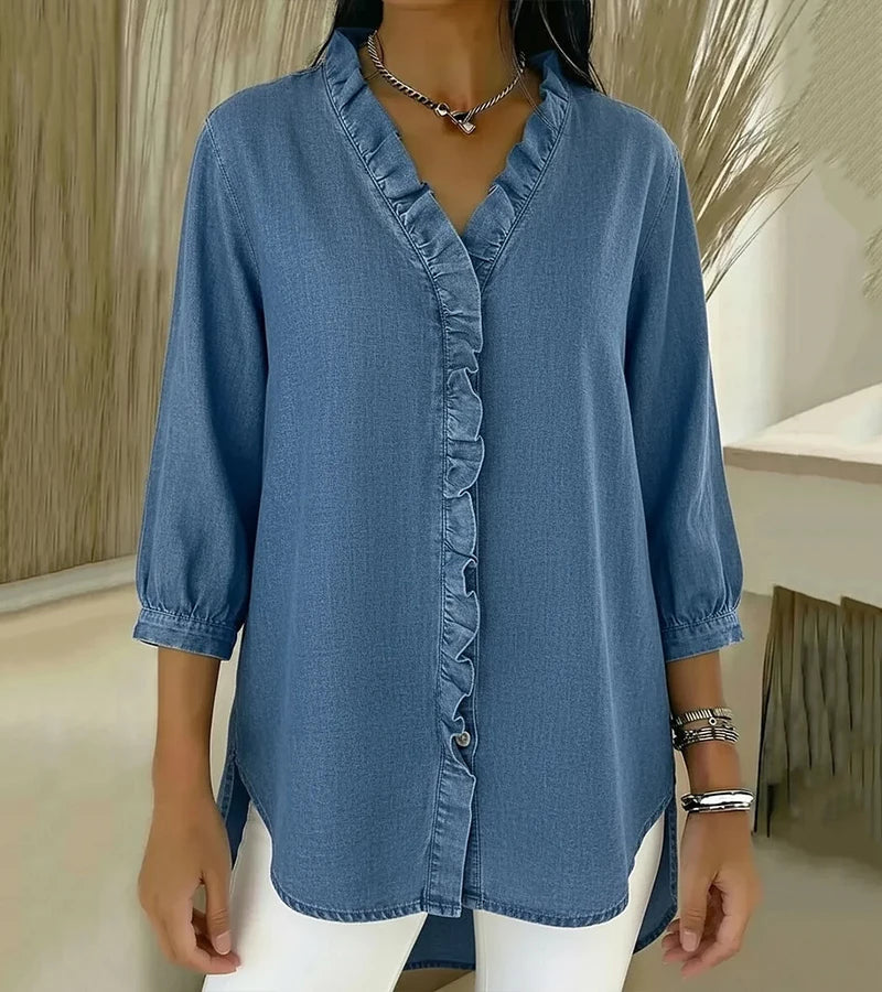 Lucía | V-neck denim blouse