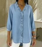 Lucía | V-neck denim blouse