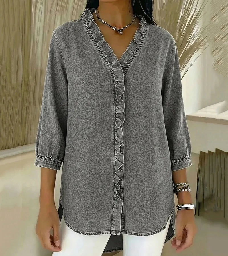 Lucía | V-neck denim blouse