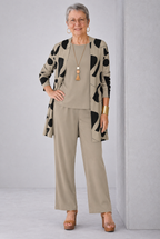 Doreen | Patterned Cardigan & Wide-Leg Pants Three-Piece Set