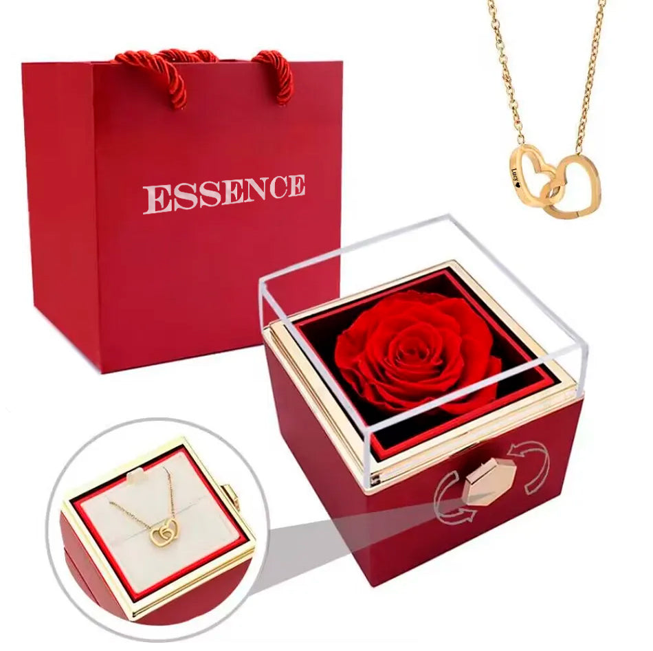 Rose éternelle | Fleur authentique et collier cadeau