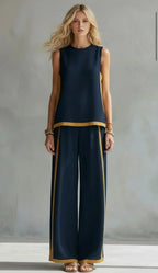 Ursula | Smart casual vest and trousers set with two-tone finishings