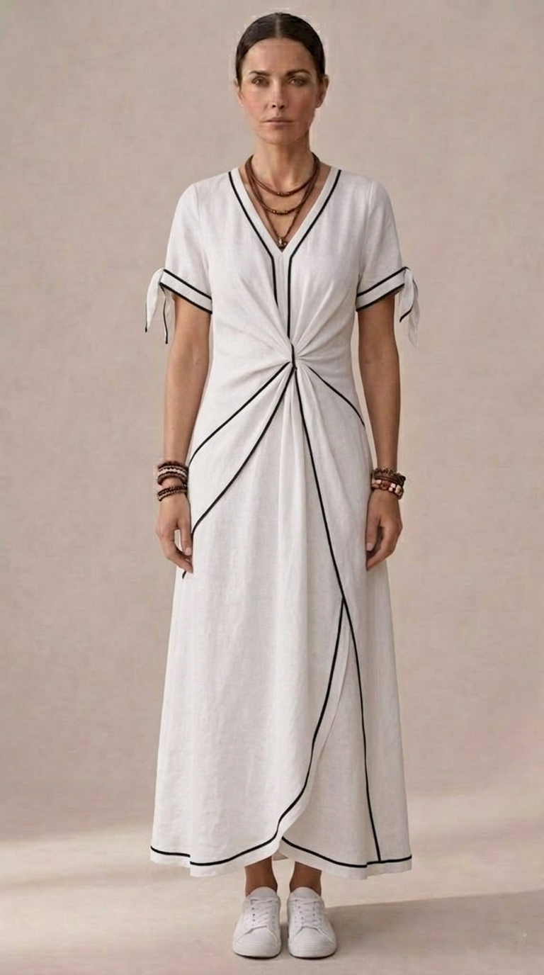 Lourdes | Robe midi nouée au centre