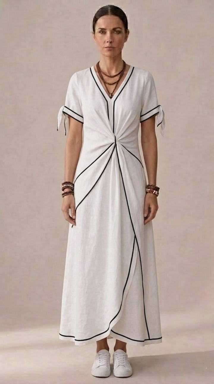 Lourdes | Robe midi nouée au centre