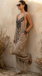 Erminilde | Embroidered bohemian dungarees