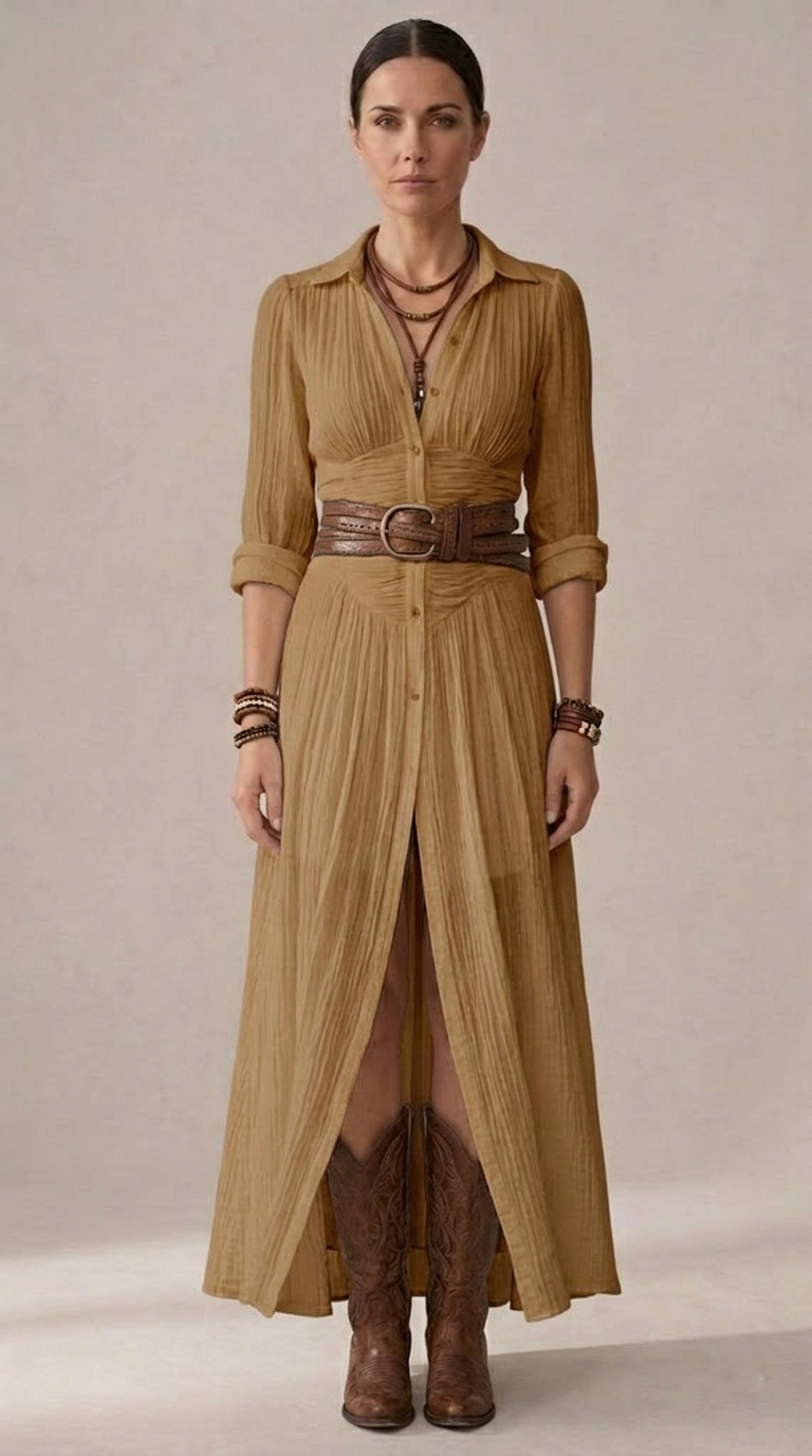 Hedra | Robe longue en lin à col inversé