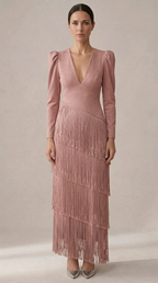 Clara | Elegant Dress with Fringe Sleeves