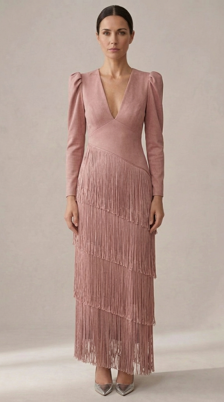 Clara | Robe chic à manches à franges