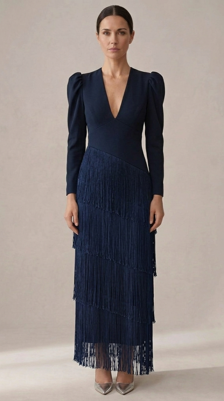 Clara | Robe chic à manches à franges